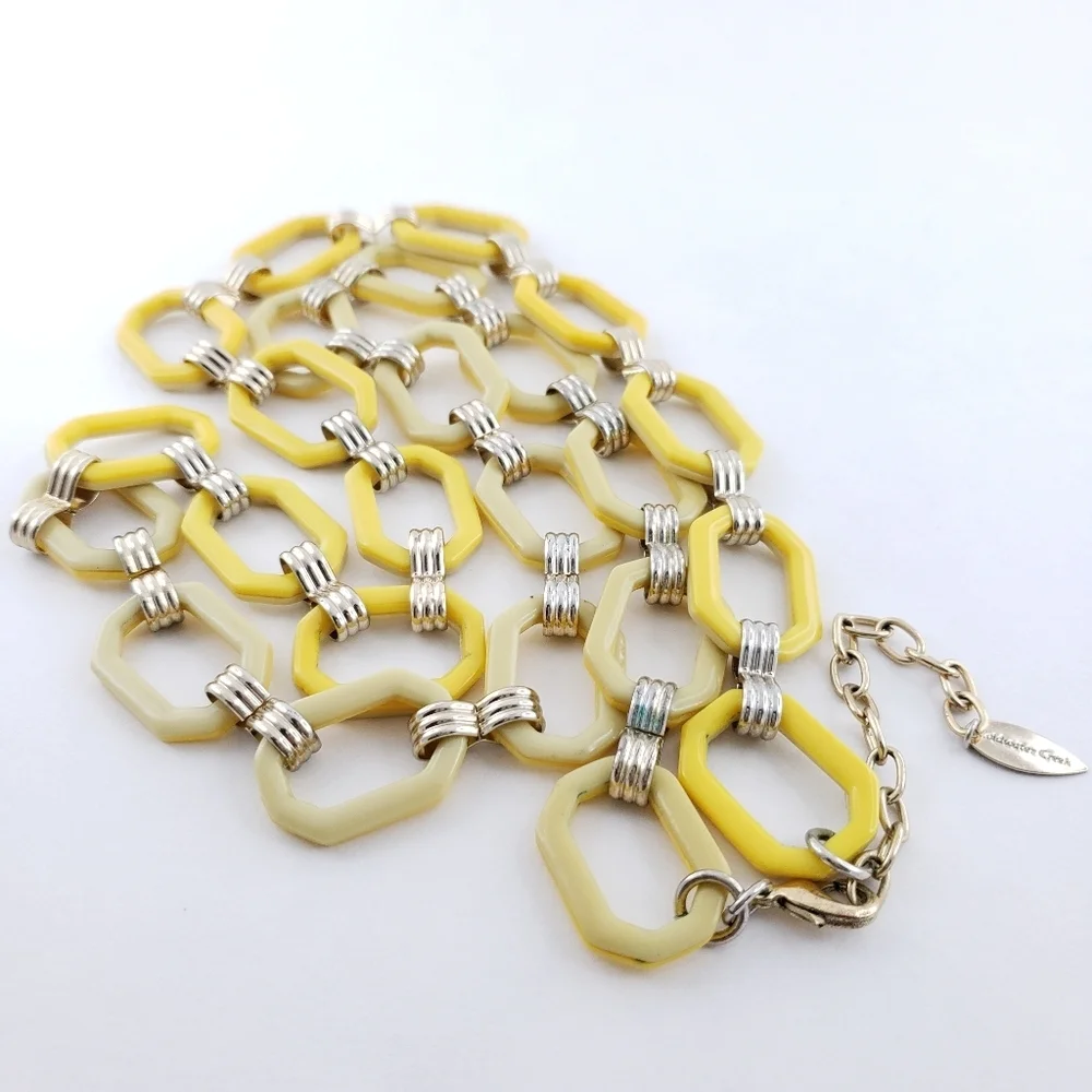 Y2K Coldwater Creek long necklace yellow acrylic open links chunky layer